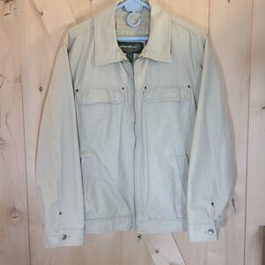 Vintage Eddie‎ Bauer Mens XL Jacket Full Zip Outdoor Utility Barn Coat Beige